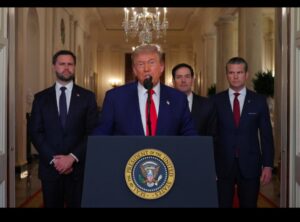 ترامب يلقى كلمة رسمية من البيت الابيض بعد الضربة على ايران 