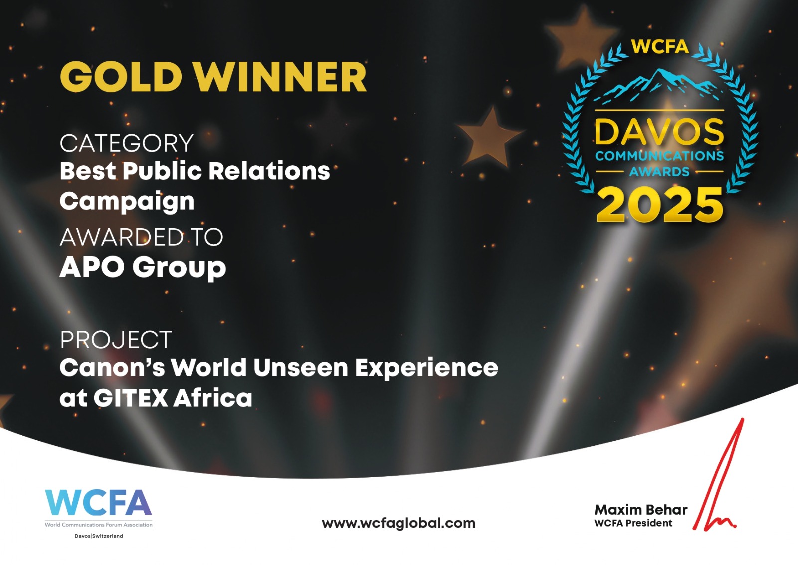 مجموعة APO تفوز بالذهب والبرونز ضمن جوائز دافوس للاتصال لعام 2025 عن حملات كانون