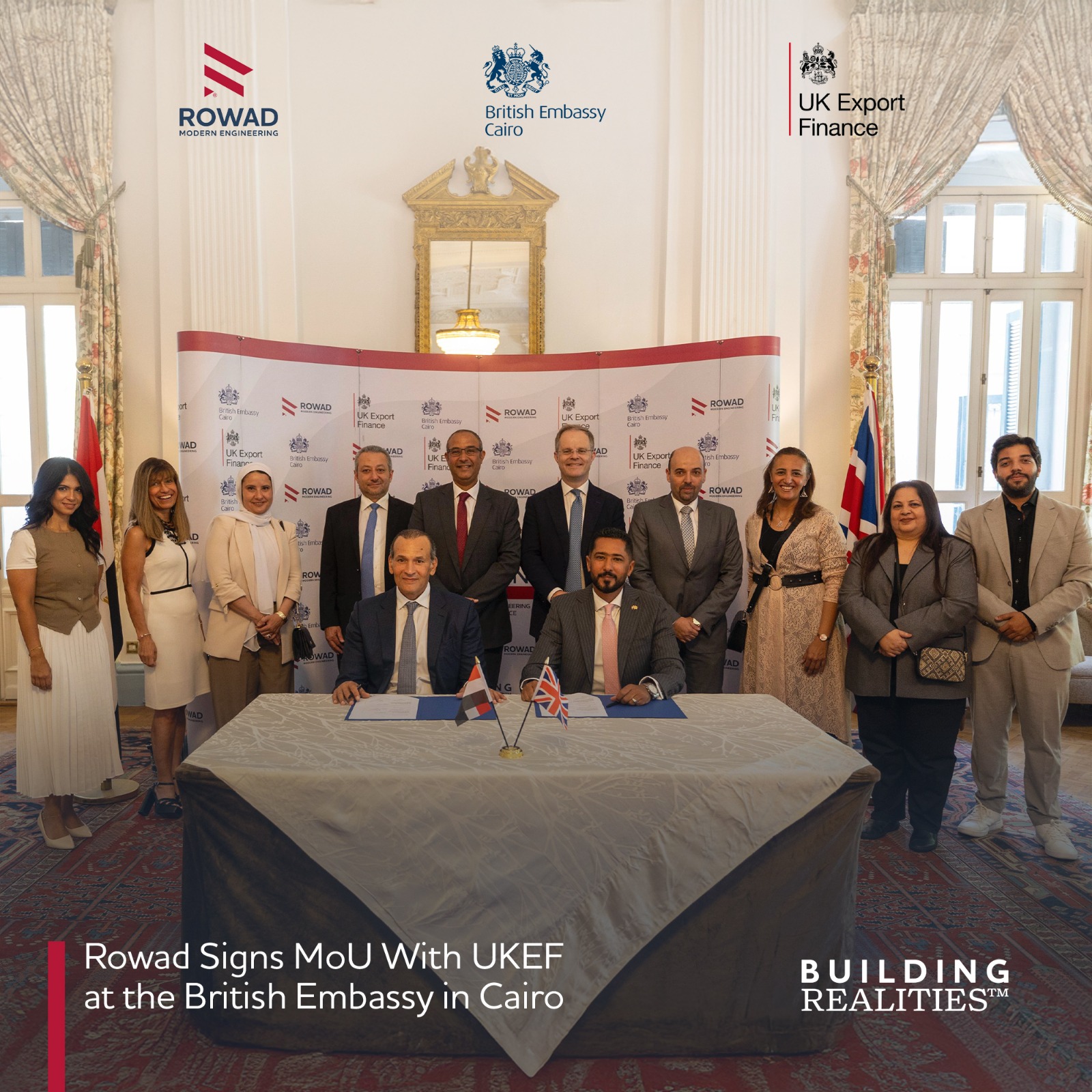 بروتوكول تعاون بين “رواد الهندسة الحديثة” وهيئة تمويل الصادرات البريطانية