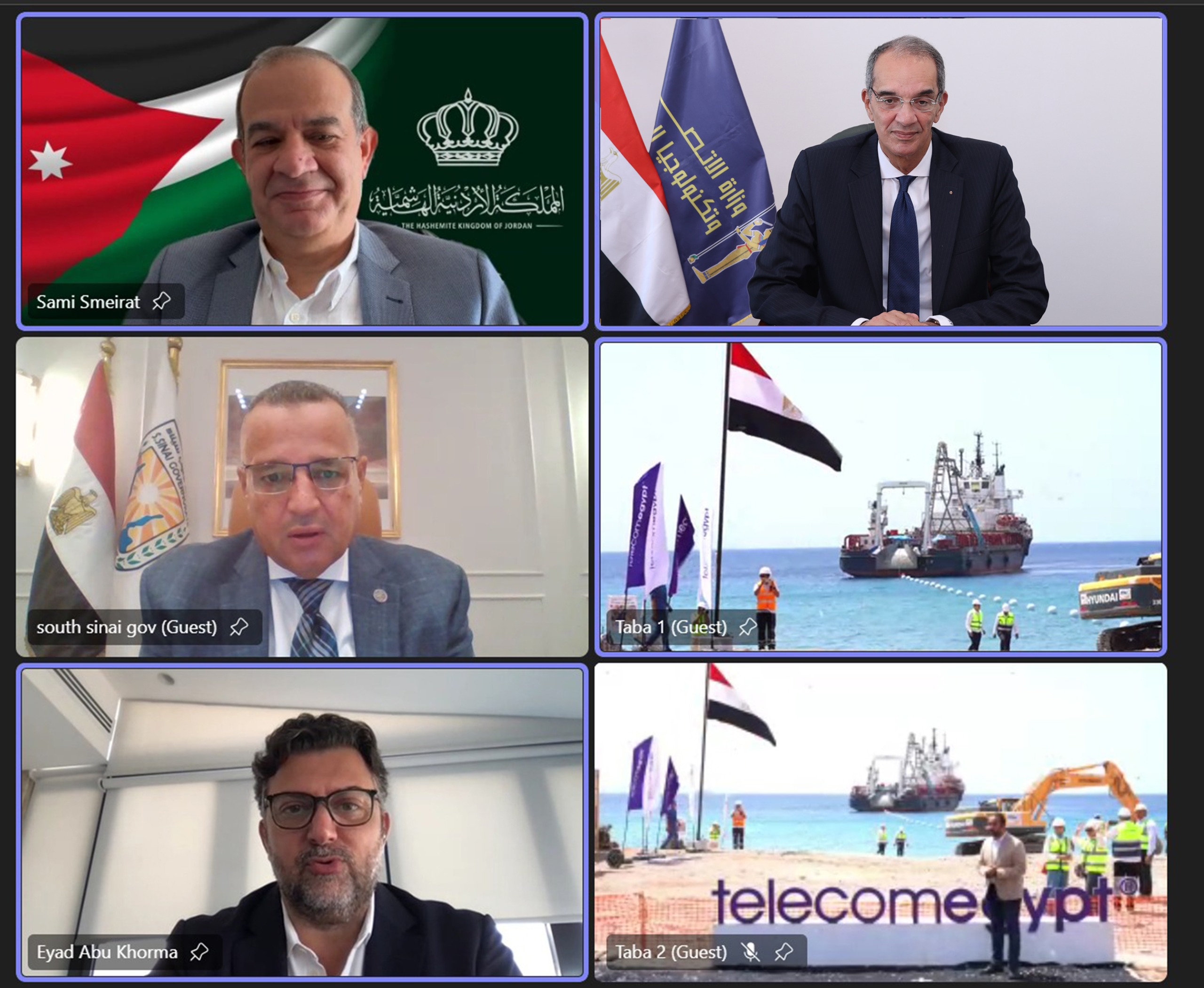 إنزال الكابل البحرى عالى السعة “كورال بريدج” فى مدينة طابا